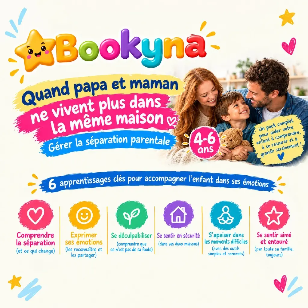 Bookyna pack - Quand papa et maman ne vivent plus dans la même maison (4-6 ans)