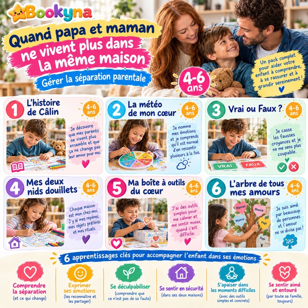 Bookyna pack - Quand papa et maman ne vivent plus dans la même maison (4-6 ans)